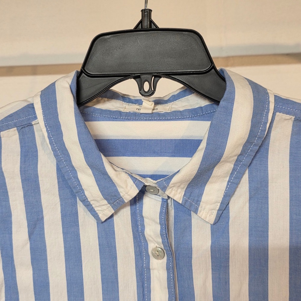 Maurices Womens 1X Blue White Striped Button Down Shirt Long Sleeve Collared - Picture 7 of 11
